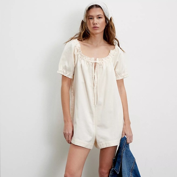 FREE PEOPLE Daisy Denim Babydoll Romper M - Picture 1 of 6